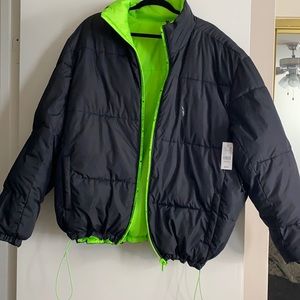 Black & Lime Green Reversible Playboy x Pacsun Puffer Jacket - Never worn!